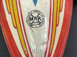 Early Antique Marx Toys Clockwork Wind Up Tin Racing Car With Rider, 16 long