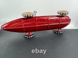 Early Antique Marx Toys Clockwork Wind Up Tin Racing Car With Rider, 16 long