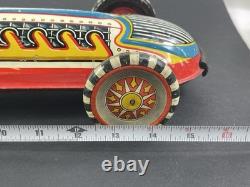 Early Antique Marx Toys Clockwork Wind Up Tin Racing Car With Rider, 16 long