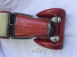 Early Tin Toy Car with Driver Windup with Working Headlights Must See NR