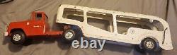 Early Vintage Buddy L Toys Ford Cab Car Boat Carrier Hauler Truck Rare Red Wt