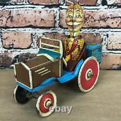 Edgard Bergen's Mortimer Snerd 1939 Marx Tin Litho Wind-Up Crazy Car, AS-IS