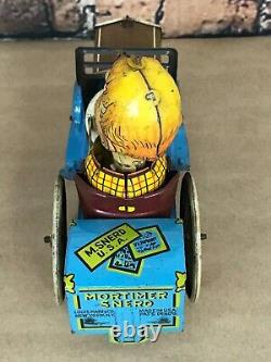 Edgard Bergen's Mortimer Snerd 1939 Marx Tin Litho Wind-Up Crazy Car, AS-IS