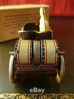 Extr. Rare N. Mint 1908 HESS Tin Friction Flywheel AVANTI Peking-Paris Race Car