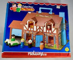 FISHER PRICE Vintage PLAY FAMILY TUDOR DOLL HOUSE 1969/1980 CAR FIGURES DOG TOY