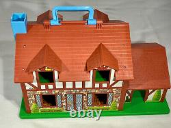 FISHER PRICE Vintage PLAY FAMILY TUDOR DOLL HOUSE 1969/1980 CAR FIGURES DOG TOY