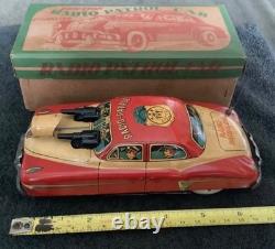 (FREE SHIP) Vintage Marusan friction japan tin toy dick Tracy style police car