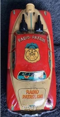(FREE SHIP) Vintage Marusan friction japan tin toy dick Tracy style police car