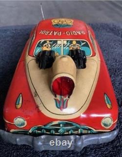 (FREE SHIP) Vintage Marusan friction japan tin toy dick Tracy style police car