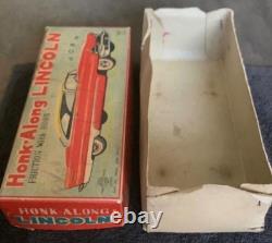 (FREE SHIP) vintage Ichiko HORN ALONG LINCOLN tin car kanto toys Japan