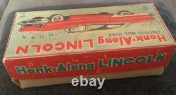 (FREE SHIP) vintage Ichiko HORN ALONG LINCOLN tin car kanto toys Japan