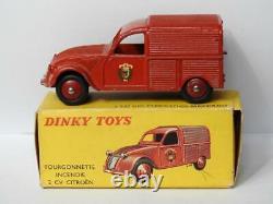 FRENCH DINKY TOYS RARE BOXED No. 25d CITROEN 2CV FIRE SERVICE VAN VINTAGE 1958-59