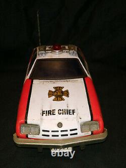 Fire Chief No 2 Tinplate Toy Car Collectible Item 1960 Vintage Battery Operated