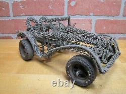 Folk Art Metal Wire Handmade Car Buggy Auto Sculpture Toy Steering 2 Seater