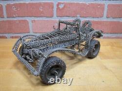 Folk Art Metal Wire Handmade Car Buggy Auto Sculpture Toy Steering 2 Seater