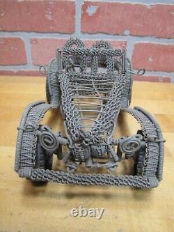 Folk Art Metal Wire Handmade Car Buggy Auto Sculpture Toy Steering 2 Seater