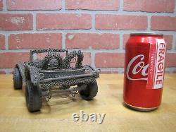 Folk Art Metal Wire Handmade Car Buggy Auto Sculpture Toy Steering 2 Seater