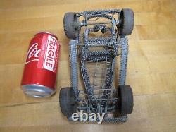 Folk Art Metal Wire Handmade Car Buggy Auto Sculpture Toy Steering 2 Seater