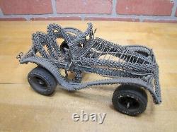 Folk Art Metal Wire Handmade Car Buggy Auto Sculpture Toy Steering 2 Seater