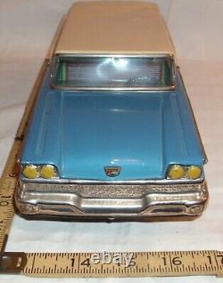 Ford Fairlane 500 Station Wagon Car Tin Friction Toy Ytf Japan In Blue Boxed