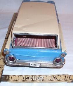 Ford Fairlane 500 Station Wagon Car Tin Friction Toy Ytf Japan In Blue Boxed