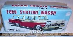 Ford Fairlane 500 Station Wagon Car Tin Friction Toy Ytf Japan In Blue Boxed