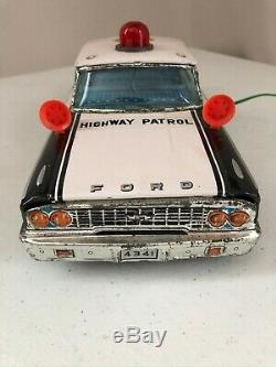 Ford Galaxie Highway Patrol Car 1-185 Vintage Japan ASC Tin Litho Toy With Box