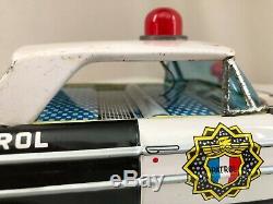 Ford Galaxie Highway Patrol Car 1-185 Vintage Japan ASC Tin Litho Toy With Box