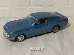 Ford Mustang Mach 1 Blue Tin Friction Car 11 Takatoku TT withbox Made in Japan