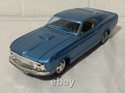 Ford Mustang Mach 1 Blue Tin Friction Car 11 Takatoku TT withbox Made in Japan
