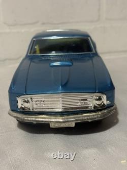 Ford Mustang Mach 1 Blue Tin Friction Car 11 Takatoku TT withbox Made in Japan