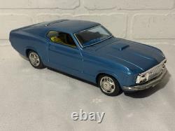 Ford Mustang Mach 1 Blue Tin Friction Car 11 Takatoku TT withbox Made in Japan