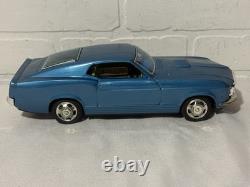 Ford Mustang Mach 1 Blue Tin Friction Car 11 Takatoku TT withbox Made in Japan