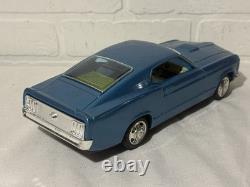 Ford Mustang Mach 1 Blue Tin Friction Car 11 Takatoku TT withbox Made in Japan