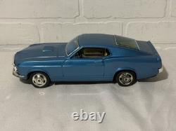 Ford Mustang Mach 1 Blue Tin Friction Car 11 Takatoku TT withbox Made in Japan