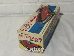 Ford Mustang Mach 1 Blue Tin Friction Car 11 Takatoku TT withbox Made in Japan