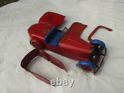 French Meccano Constructor car no1 red and blue with extra parts