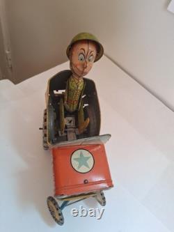 GI JOE Jouncing Jeep TIN TOY CAR CR5-4065 Atomic Brakes Supersonic Speed 1940s