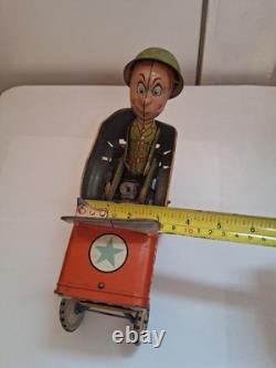 GI JOE Jouncing Jeep TIN TOY CAR CR5-4065 Atomic Brakes Supersonic Speed 1940s