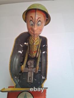 GI JOE Jouncing Jeep TIN TOY CAR CR5-4065 Atomic Brakes Supersonic Speed 1940s