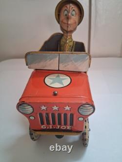 GI JOE Jouncing Jeep TIN TOY CAR CR5-4065 Atomic Brakes Supersonic Speed 1940s