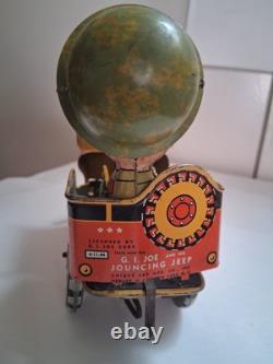 GI JOE Jouncing Jeep TIN TOY CAR CR5-4065 Atomic Brakes Supersonic Speed 1940s