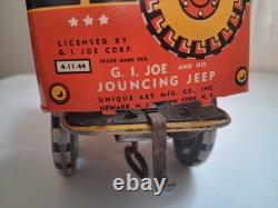 GI JOE Jouncing Jeep TIN TOY CAR CR5-4065 Atomic Brakes Supersonic Speed 1940s