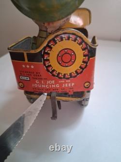 GI JOE Jouncing Jeep TIN TOY CAR CR5-4065 Atomic Brakes Supersonic Speed 1940s