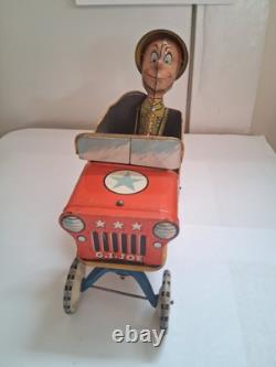 GI JOE Jouncing Jeep TIN TOY CAR CR5-4065 Atomic Brakes Supersonic Speed 1940s