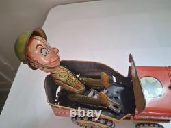 GI JOE Jouncing Jeep TIN TOY CAR CR5-4065 Atomic Brakes Supersonic Speed 1940s