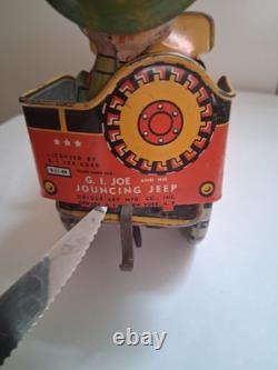 GI JOE Jouncing Jeep TIN TOY CAR CR5-4065 Atomic Brakes Supersonic Speed 1940s
