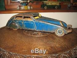 GUNTHERMANN LARGE ART DECO CAR LIMO CRUISER Germany CLOCKWORK tinplate tin toy
