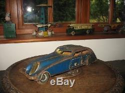 GUNTHERMANN LARGE ART DECO CAR LIMO CRUISER Germany CLOCKWORK tinplate tin toy
