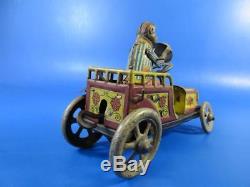 German Tinplate, Very Early, Monkey With Top Hat In Car, V. Rare, Original